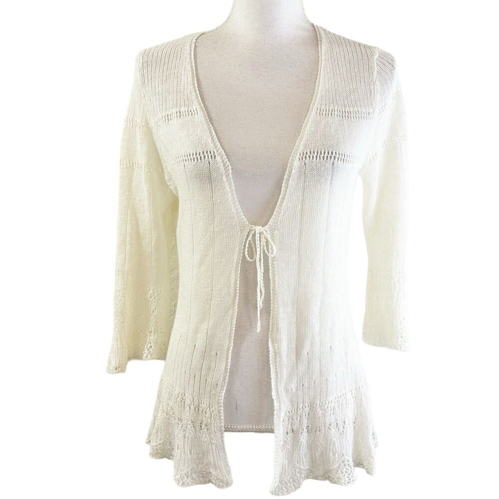 Lauren Ralph Lauren Womens Linen Knit Cardigan Sweater Size Petite Medium PM